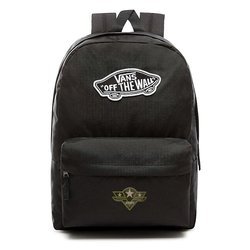 Vans realm backpack black and white sale