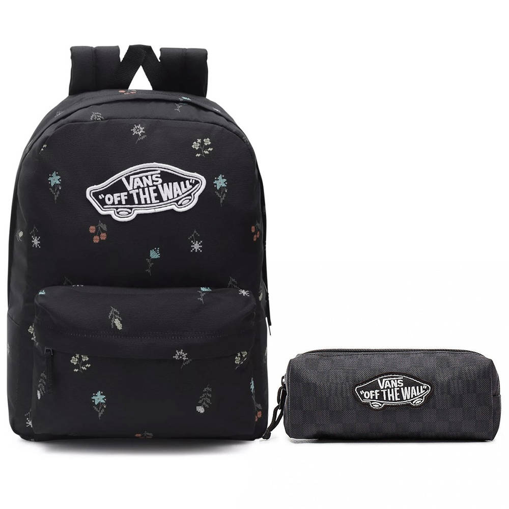 VANS Realm Black Flowers Backpack VN0A3UI6BR81 Pencil Pouch Trainingshilfen basketball Basketo