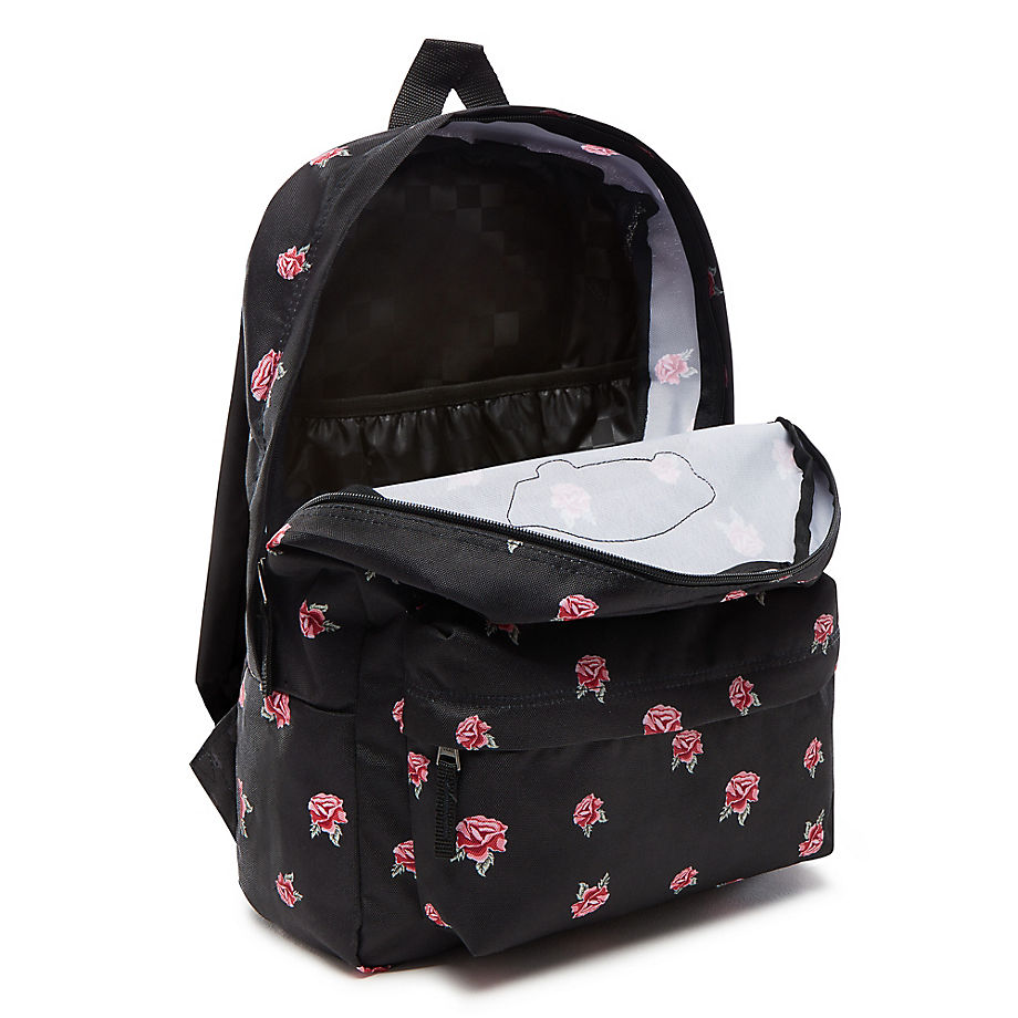 vans backpack black rose