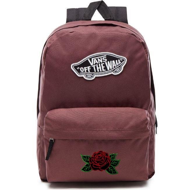 vans realm backpack black rose