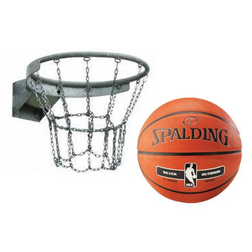 Basketball Rim + Spalding NBA Silver Basketball Outdoor 