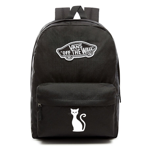 VANS Realm Backpack Black VN0A3UI6BLK + Custom Cat