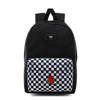 Vans Realm Backpack New Skool Checkerboard VN0002TL2OB + Custom Red Rose