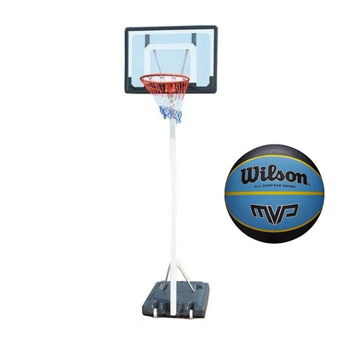 Spartan Portable Basketball Stand - 1158 + Wilson Basketball