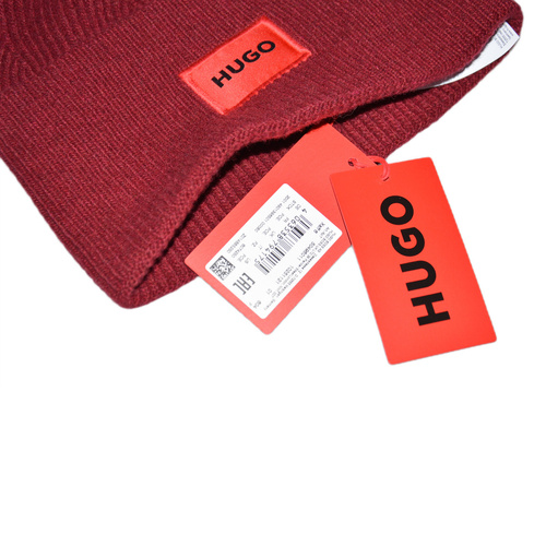 Logo label beanie Winter hat Hugo Boss Dark Red - 50496011-604