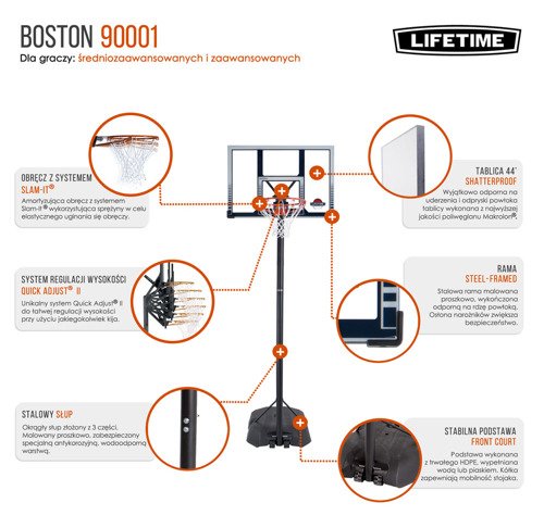  Lifetime Boston 90001 Portable Basketball Sysytem 