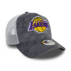 New Era 9FORTY NBA LA Los Angeles Lakers Tonal Check Grey A-Frame Trucker Adjustable Cap - 60595261